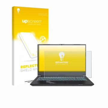 Parte frontal de un envase de producto con el logotipo de la marca upscreen. Al lado se muestra el dispositivo Gigabyte G5 202