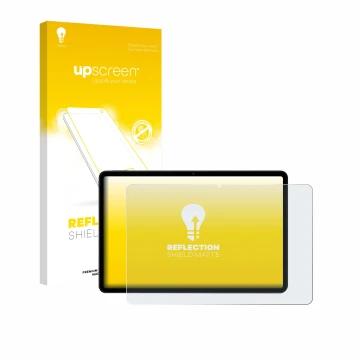 Parte frontal de un envase de producto con el logotipo de la marca upscreen. Al lado se muestra el dispositivo Xiaomi Poco Pad