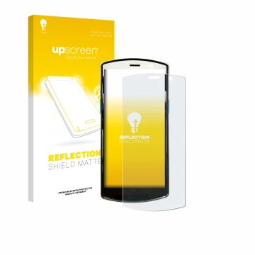 Parte frontal de un envase de producto con el logotipo de la marca upscreen. Al lado se muestra el dispositivo Unitech EA510 c