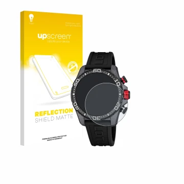 Parte frontal de un envase de producto con el logotipo de la marca upscreen. Al lado se muestra el dispositivo Lotus Connected