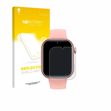 Parte frontal de un envase de producto con el logotipo de la marca upscreen. Al lado se muestra el dispositivo Naixues Kids Sm