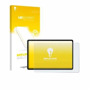 Parte frontal de un envase de producto con el logotipo de la marca upscreen. Al lado se muestra el dispositivo Alldocube iPlay