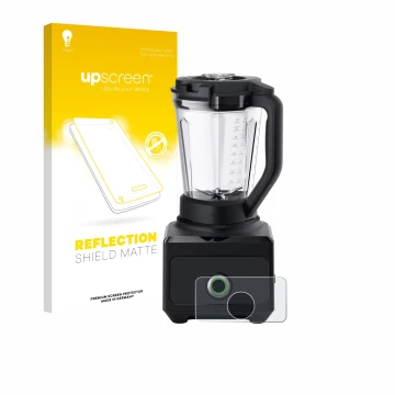 Parte frontal de un envase de producto con el logotipo de la marca upscreen. Al lado se muestra el dispositivo Braun PowerBlen