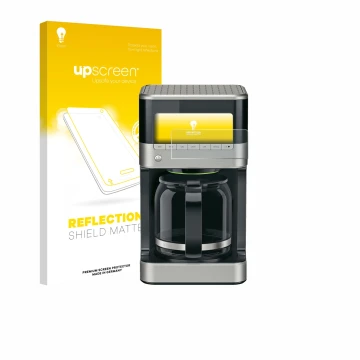 Parte frontal de un envase de producto con el logotipo de la marca upscreen. Al lado se muestra el dispositivo Braun PurAroma 