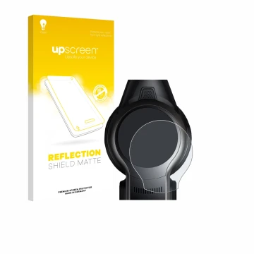 Parte frontal de un envase de producto con el logotipo de la marca upscreen. Al lado se muestra el dispositivo MOVA S2 con su 