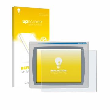 Parte frontal de un envase de producto con el logotipo de la marca upscreen. Al lado se muestra el dispositivo Allen Bradly HM