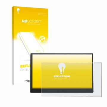 Parte frontal de un envase de producto con el logotipo de la marca upscreen. Al lado se muestra el dispositivo Azeyou PM1506S 