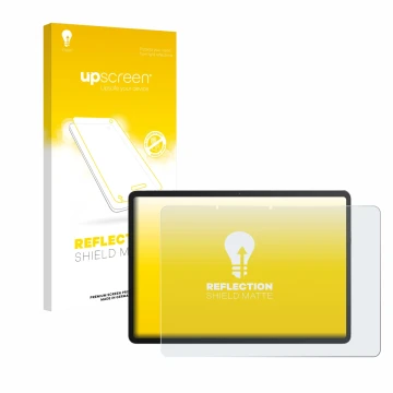 Parte frontal de un envase de producto con el logotipo de la marca upscreen. Al lado se muestra el dispositivo Ugee UT3 14.25