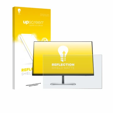 Parte frontal de un envase de producto con el logotipo de la marca upscreen. Al lado se muestra el dispositivo HP Serie 5 Pro 
