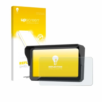 Parte frontal de un envase de producto con el logotipo de la marca upscreen. Al lado se muestra el dispositivo Carpuride W602S