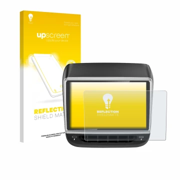 Parte frontal de un envase de producto con el logotipo de la marca upscreen. Al lado se muestra el dispositivo Tlyard T10 con 