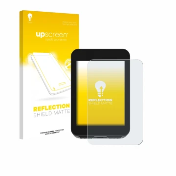 Parte frontal de un envase de producto con el logotipo de la marca upscreen. Al lado se muestra el dispositivo Bikevee BKV310A