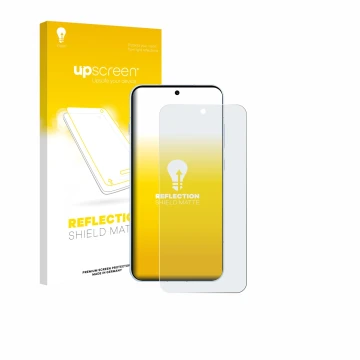 Parte frontal de un envase de producto con el logotipo de la marca upscreen. Al lado se muestra el dispositivo Oppo Find X8s c