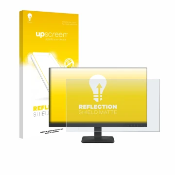 Parte frontal de un envase de producto con el logotipo de la marca upscreen. Al lado se muestra el dispositivo Lenovo L24-4e c