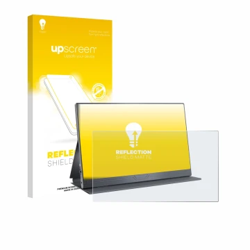 Parte frontal de un envase de producto con el logotipo de la marca upscreen. Al lado se muestra el dispositivo CUIUIC GS156B2 