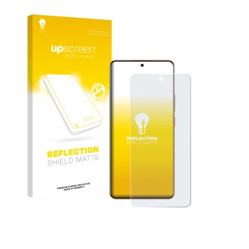 Parte frontal de un envase de producto con el logotipo de la marca upscreen. Al lado se muestra el dispositivo realme P4 Pro 5