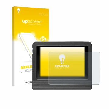 Parte frontal de un envase de producto con el logotipo de la marca upscreen. Al lado se muestra el dispositivo Launch X-431 V 