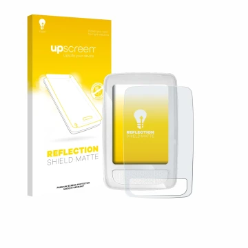 Parte frontal de un envase de producto con el logotipo de la marca upscreen. Al lado se muestra el dispositivo Giant Axact 14W