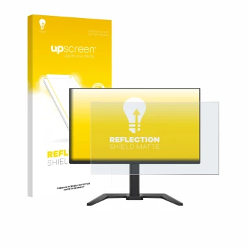 Parte frontal de un envase de producto con el logotipo de la marca upscreen. Al lado se muestra el dispositivo Iiyama G-Master