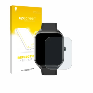 Parte frontal de un envase de producto con el logotipo de la marca upscreen. Al lado se muestra el dispositivo FORRLITE Smartw
