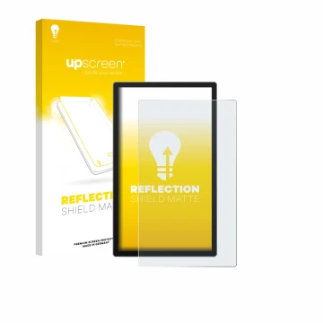 Parte frontal de un envase de producto con el logotipo de la marca upscreen. Al lado se muestra el dispositivo Sunmi Flex 3 22