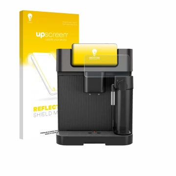 Parte frontal de un envase de producto con el logotipo de la marca upscreen. Al lado se muestra el dispositivo Grundig KVA 723