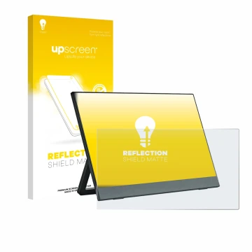 Parte frontal de un envase de producto con el logotipo de la marca upscreen. Al lado se muestra el dispositivo Anmite A140W03 