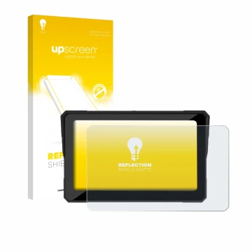 Parte frontal de un envase de producto con el logotipo de la marca upscreen. Al lado se muestra el dispositivo Carpuride W702 