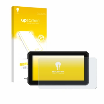 Parte frontal de un envase de producto con el logotipo de la marca upscreen. Al lado se muestra el dispositivo GOHHDL A4058 6