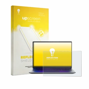 Parte frontal de un envase de producto con el logotipo de la marca upscreen. Al lado se muestra el dispositivo MEDION Avantum 