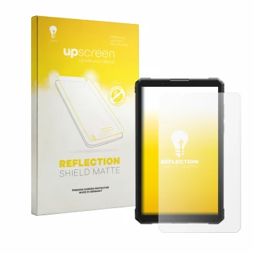 Parte frontal de un envase de producto con el logotipo de la marca upscreen. Al lado se muestra el dispositivo Hotwav R11 Pro 
