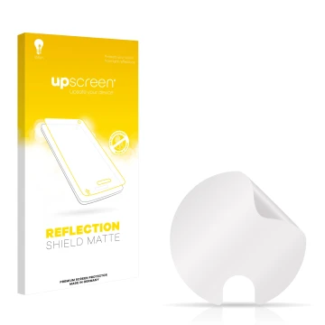 Parte frontal de un envase de producto con el logotipo de la marca upscreen. Al lado está el protector de pantalla correspondi