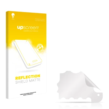 Parte frontal de un envase de producto con el logotipo de la marca upscreen. Al lado está el protector de pantalla correspondi