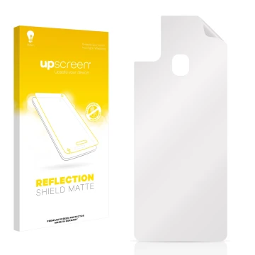 Parte frontal de un envase de producto con el logotipo de la marca upscreen. Al lado está el protector de pantalla correspondi
