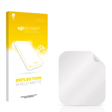 Parte frontal de un envase de producto con el logotipo de la marca upscreen. Al lado está el protector de pantalla correspondi