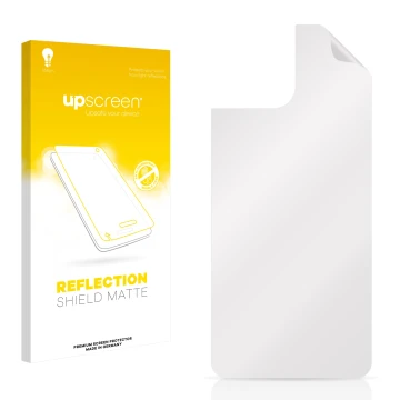 Parte frontal de un envase de producto con el logotipo de la marca upscreen. Al lado está el protector de pantalla correspondi