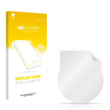 Parte frontal de un envase de producto con el logotipo de la marca upscreen. Al lado está el protector de pantalla correspondi