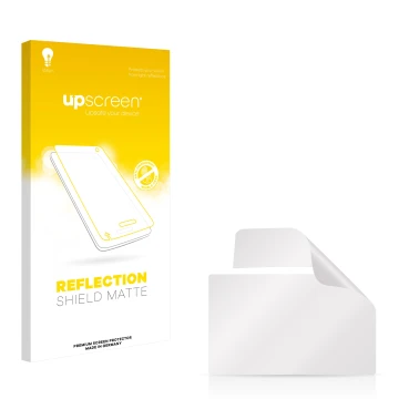 Parte frontal de un envase de producto con el logotipo de la marca upscreen. Al lado está el protector de pantalla correspondi