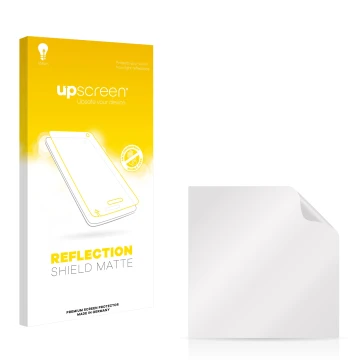 Parte frontal de un envase de producto con el logotipo de la marca upscreen. Al lado está el protector de pantalla correspondi