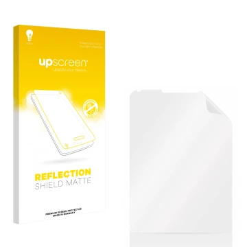 Parte frontal de un envase de producto con el logotipo de la marca upscreen. Al lado está el protector de pantalla correspondi