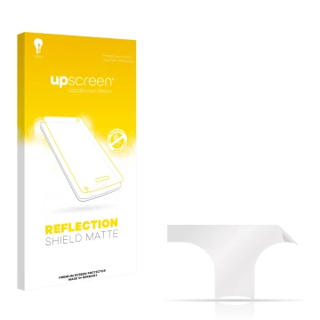 Parte frontal de un envase de producto con el logotipo de la marca upscreen. Al lado está el protector de pantalla correspondi