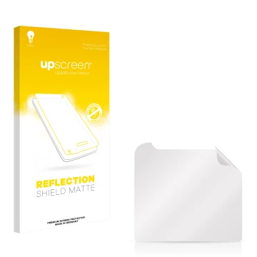 Parte frontal de un envase de producto con el logotipo de la marca upscreen. Al lado está el protector de pantalla correspondi