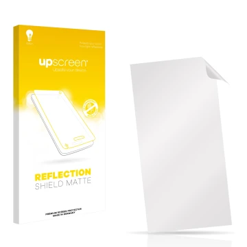 Parte frontal de un envase de producto con el logotipo de la marca upscreen. Al lado está el protector de pantalla correspondi