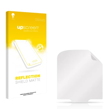 Parte frontal de un envase de producto con el logotipo de la marca upscreen. Al lado está el protector de pantalla correspondi