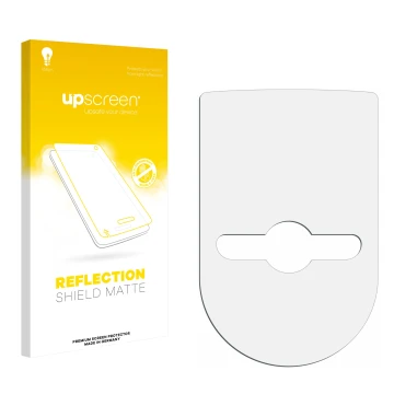 Parte frontal de un envase de producto con el logotipo de la marca upscreen. Al lado está el protector de pantalla correspondi