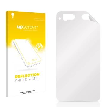 Parte frontal de un envase de producto con el logotipo de la marca upscreen. Al lado está el protector de pantalla correspondi