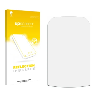 Parte frontal de un envase de producto con el logotipo de la marca upscreen. Al lado está el protector de pantalla correspondi
