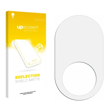 Parte frontal de un envase de producto con el logotipo de la marca upscreen. Al lado está el protector de pantalla correspondi