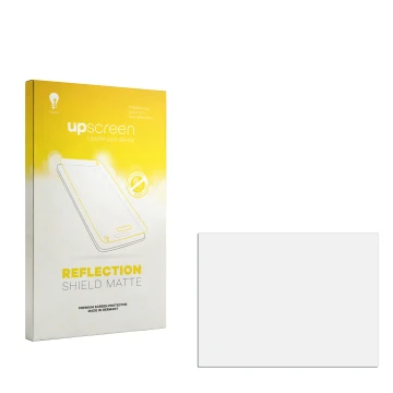 Parte frontal de un envase de producto con el logotipo de la marca upscreen. Al lado está el protector de pantalla correspondi