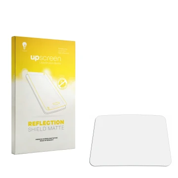 Parte frontal de un envase de producto con el logotipo de la marca upscreen. Al lado está el protector de pantalla correspondi